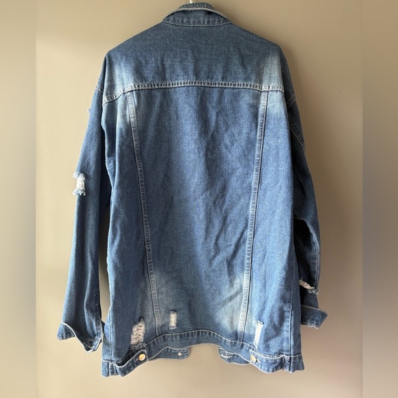 Blonde Boutique, size L, distressed Boyfriend long fitted denim jacket - Picture 8 of 8